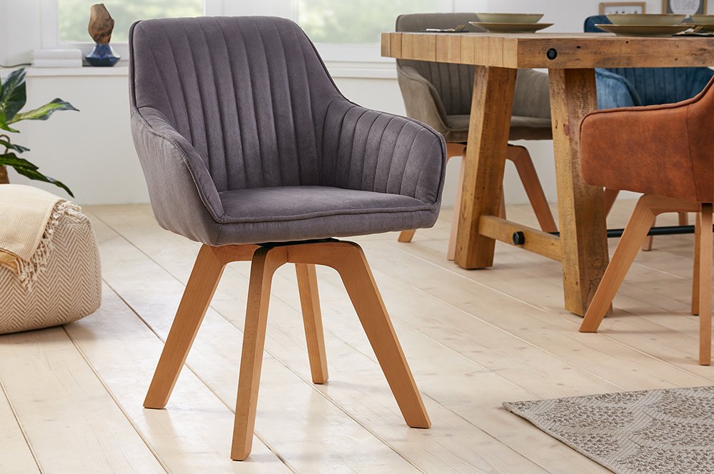 stoomboot Luidruchtig Raadplegen draaibare vintage grijze stoel met houten poten kopen | meubeldeals.nl