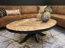 ovale mango salontafel visgraat 130 cm