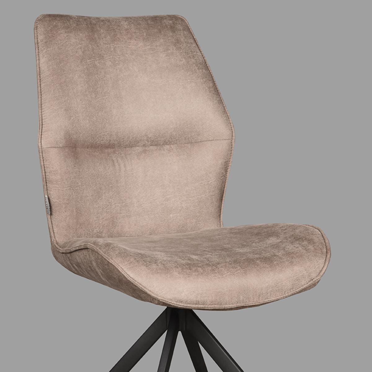  Eetkamerstoel Comfy - Taupe - Micro Suede - Zwart Onderstel afbeelding 5