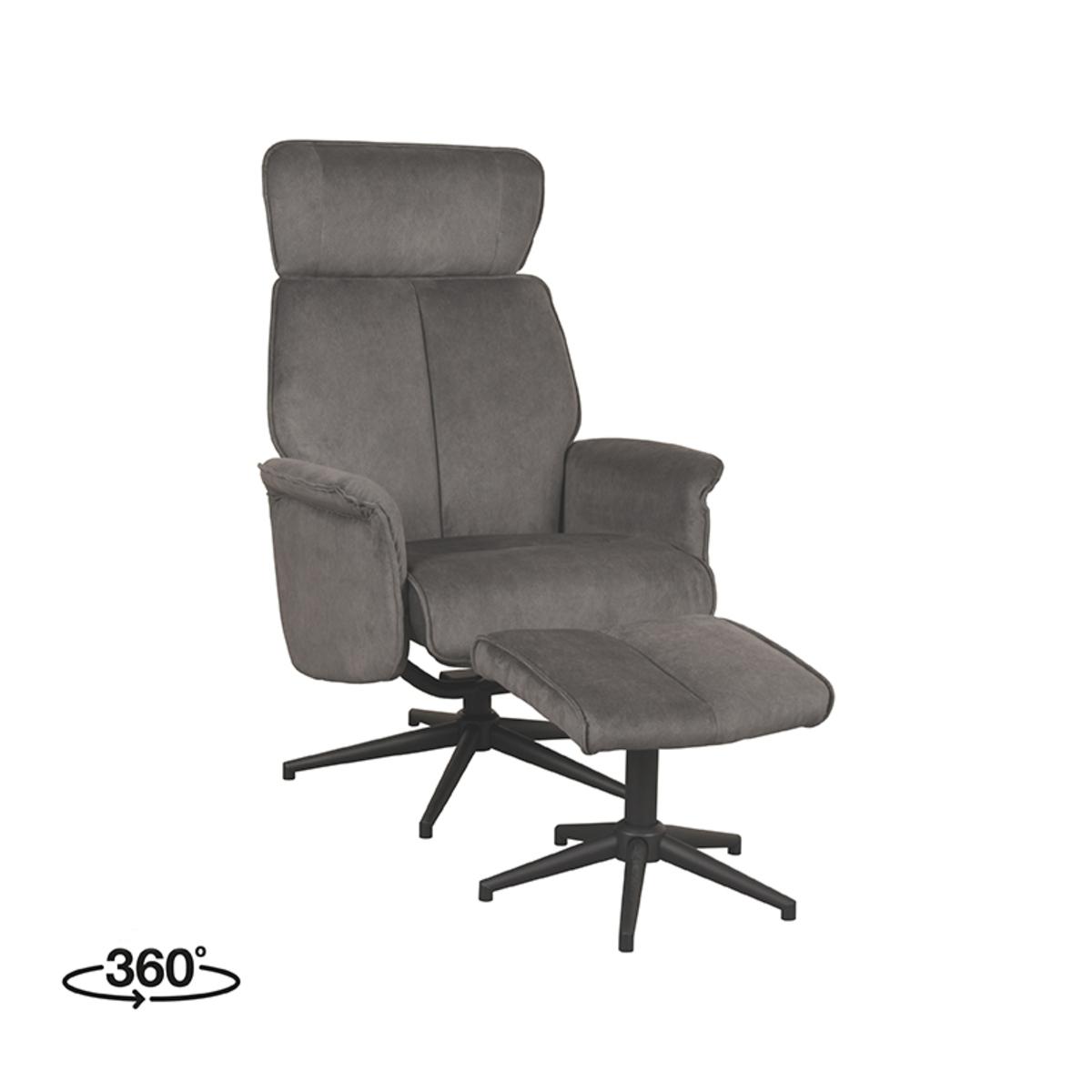  Fauteuil Verdal - Antraciet - Cosmo - Incl. Hocker afbeelding 1