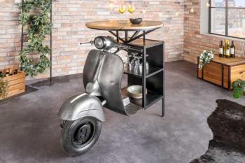 bartafel scooter grijs mangohout 120 cm