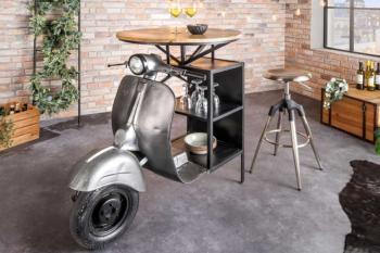 bartafel scooter grijs mangohout 120 cm