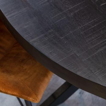 ronde tafel mango zwart 140 cm en 4 stoelen wit