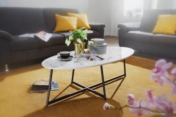 ovale salontafel marmerlook 120 cm